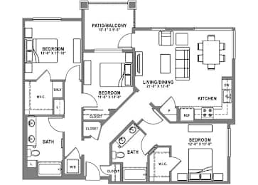 C1 Floor Plan at Baker Block, Costa Mesa