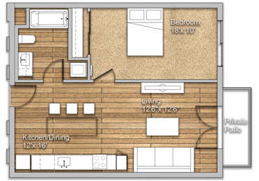 1 bed 1 bath E at Wilshire Valencia Apartment, California