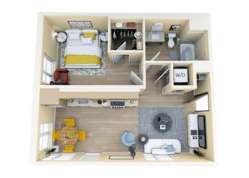 1 bed 1 bath B at Skyview Sunset Apartments, Los Angeles, CA, 90046