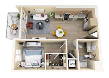 1 bed 1 bath C at Skyview Sunset Apartments, Los Angeles, CA