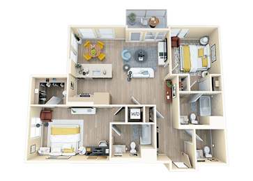 2 bed 2 bath C at Skyview Sunset Apartments, Los Angeles, CA