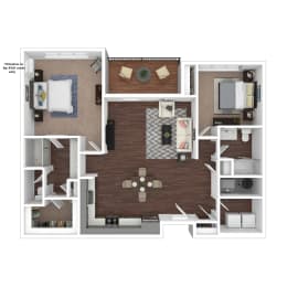 B2_B2 End - 2 bed 2 bath - 1213-1224 sqft at Parkside at Littleton Village, Littleton, CO