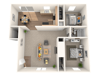 2 Bed 1 Bath Floorplan A at Nola 624, California