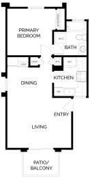 Sedona - 1 Bedroom 1 Bath Floor Plan Layout - 630 Square Feet at Sunstone Place, California
