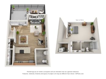 1 bed 1.5 bath floor plan 1001 square feet at Terracina, Broomfield