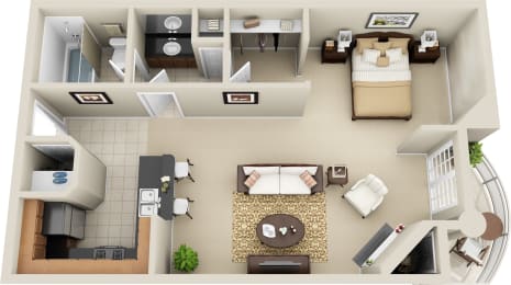 Studio A_525 Square Feet at The Preston Miracle Mile Apartments, Los Angeles, CA, 90036