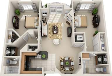 Two Bedroom D_1113 Square Feet at The Preston Miracle Mile Apartments, Los Angeles, CA, California