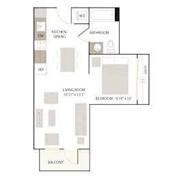 A1.1 floor plan - studio 1 bath