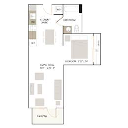 A1.2 floor plan - 1 bed 1 bath
