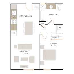 B2.3 floor plan - 1 bed 1 bath at The Union Flats, Union City, CA