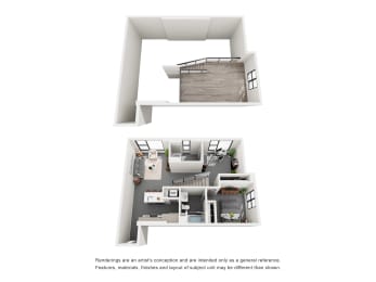 B2M_TH Floor Plan at Topaz Apartments, Los Angeles, 90013
