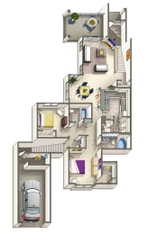 Watanga Renovated – 2 Bedroom 2 Bath Floor Plan Layout – 1195 Square Feet