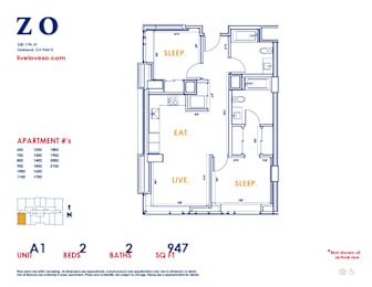 Apartment floor plan with sleeping area, living area, and kitchen.