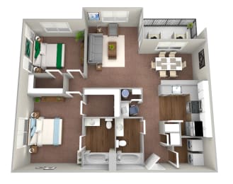 2 bed 2 bath C at Mosaic on the River Apartments, Richland, Washington