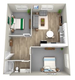 a 1 bedroom floor plan at the crossings at white marsh apartments in white marsh, md at Jefferson Yards, Tacoma Washington