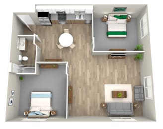 a floor plan of a 1 bedroom apartment at the arlington in columbia, sc at Jefferson Yards, Tacoma