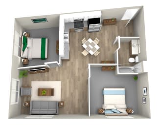 a 1 bedroom floor plan at the edison apartments in fort myers, fl at Jefferson Yards, Washington, 98402