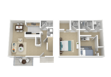 2 bed 2 bath B at The Madison Apartments and Townhomes, Lawrenceville, GA, 30044