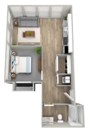 bedroom floor plan an in 2d at Napoleon Apartments, Washington, 98402