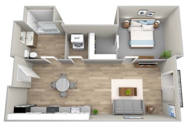 a floor plan of a 1 bedroom apartment at the crossings at white marsh apartments in white marsh at Napoleon Apartments, Tacoma, 98402