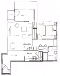 a floor plan of a small house with bedrooms and a bathroom Mullan Reserve Apartments, Missoula, MT 59808