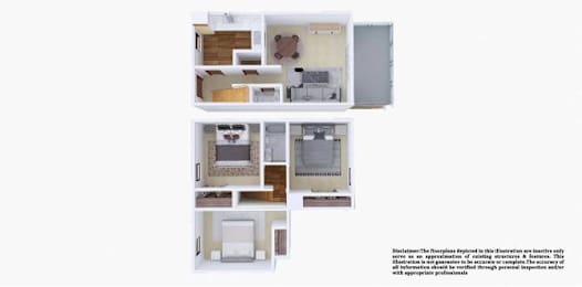 3 Bedroom Floor Plan at Twin City Townhomes, Winston-Salem, 27127