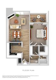1 Bedroom Floor Plan at Ridgewood Apartments, Greensboro