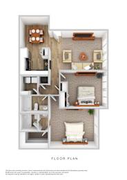 2 Bed 2 Bath Floor Plan at Ridgewood Apartments, Greensboro, NC 27410
