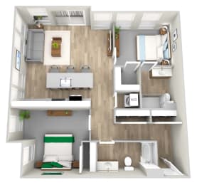 a floor plan of a 1 bedroom apartment at the crossings at white marsh apartments in white marsh at Napoleon Apartments, Washington