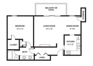One Bed One Bath 870 Square Feet at The Bridges at Foxridge, Kansas