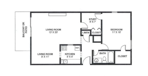 One Bed One Bath 900 Square Feet at The Bridges at Foxridge, Kansas, 66202