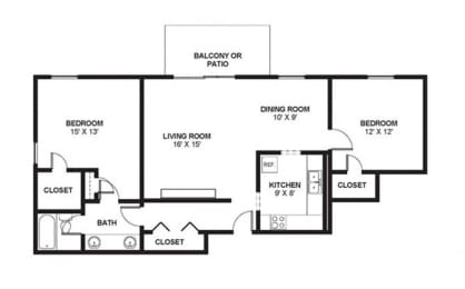 Two Bed One Bath 1015 Square Feet at The Bridges at Foxridge, Mission, KS, Kansas, 66202
