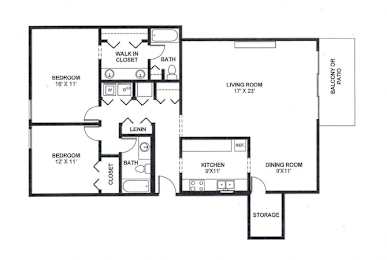 Two Bed Two Bath 1455 Square Feet at The Bridges at Foxridge, Kansas
