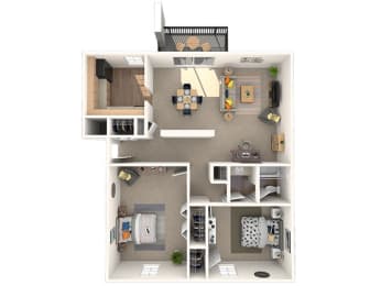Birch Floor Plan at Coach House Apartments, Kansas City, MO, 64131