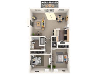 Bodmin Floor Plan at Coach House Apartments, Kansas City, MO