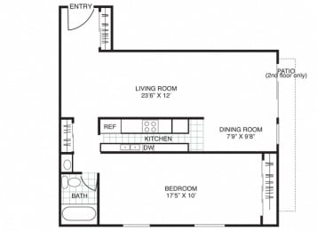 Residence 2 1Bed 1Bath at Three Crown Apartments, California