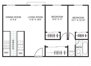 Residence 3 2Bed 1Bath at Three Crown Apartments, California, 94501