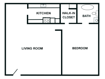 One Bed One Bath 585 Square Feet