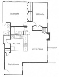 2x2 1016 sqft at Canyon Creek Apartments, Kansas City, 64132