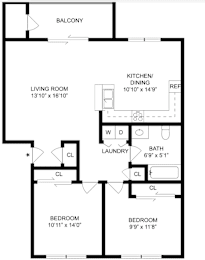 Capri Floor Plan at Timber Creek Apartments, Portland, OR, 97229