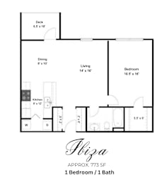 Ibiza Floor Plan at Commons at Sylvan Highlands Apartments, Portland, 97225