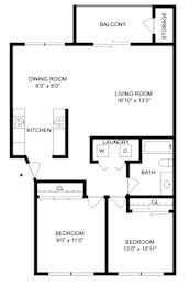 Oxford  Floor Plan at Timber Creek Apartments, Portland, OR