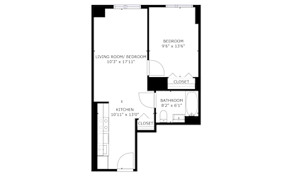  Floor Plan 1 Bedroom 1 Bath