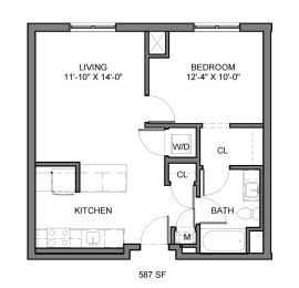  Floor Plan 1Bedroom 1 Bath
