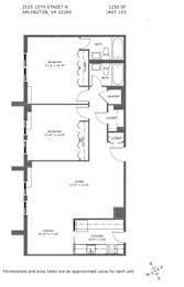 A floor plan for a unit at 2525 10th street N. in Arlington, VA 22209.