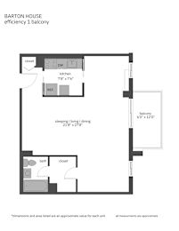 a floor plan of a unit with a bedroom and a living room