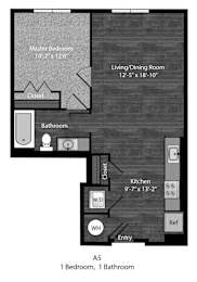 Dickens 1 Bedroom with dimensions