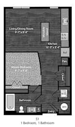 Ellison Studio with dimensions