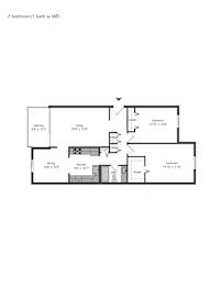 the floor plan of 2 bedroom 1 bath