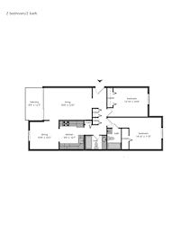 the floor plan of 2 bedroom 2 bath